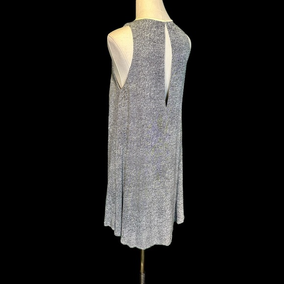 T Alexander Wang Leather Trim Collar Sleeveless Trapeze Flow Dress in Ink/Ivory - Picture 7 of 14